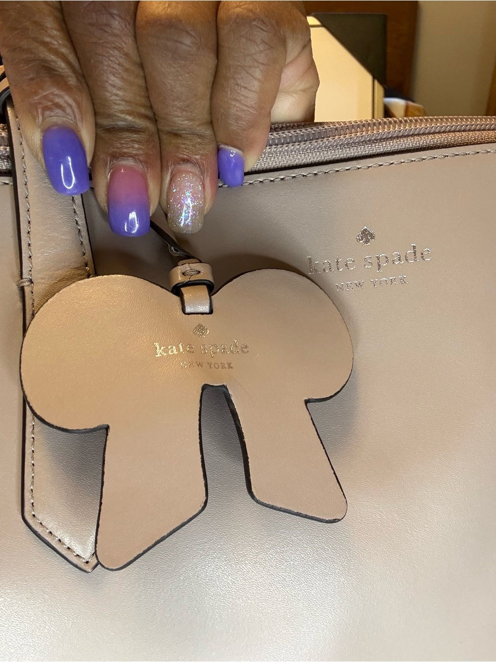 kate spade Pale Pink Leather Tote with Bow Charm Accent - Picture 6 of 16